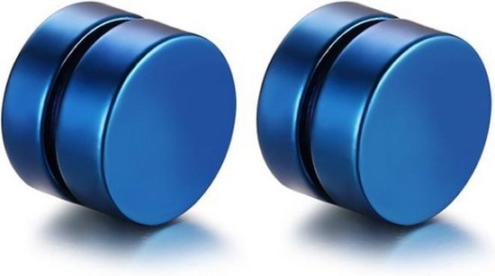 Magnetische Stud oorbellen Blauw 8mm