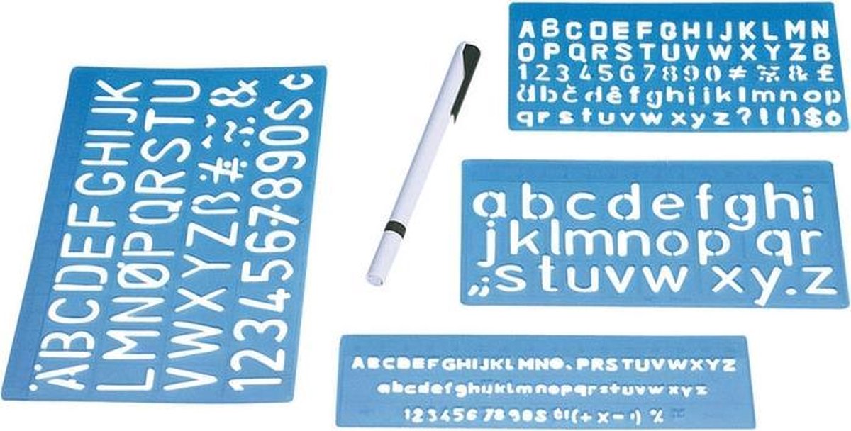 Lettersjablonen set 5, 10 en 20 mm.