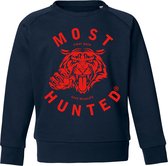 Most Hunted - kindersweater - tijger - navy rood - maat 110/116cm