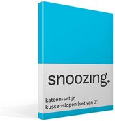 Snoozing - Katoen-satijn - Kussenslopen - Set van 2 - 50x70 cm - Turquoise