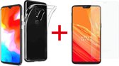 OnePlus 6T Hoesje - Siliconen Back Cover & Glazen Screenprotector - Transparant