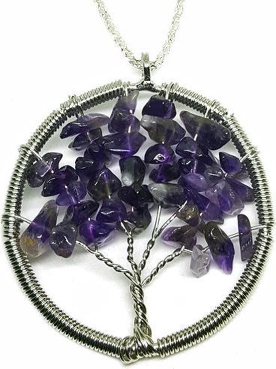 Pendentif arbre de vie fait main avec véritable pierre naturelle (améthyste  violette).... | bol.com