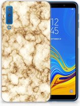 TPU Siliconen Case Back Cover Geschikt voor Samsung A7 (2018) Marmer Goud