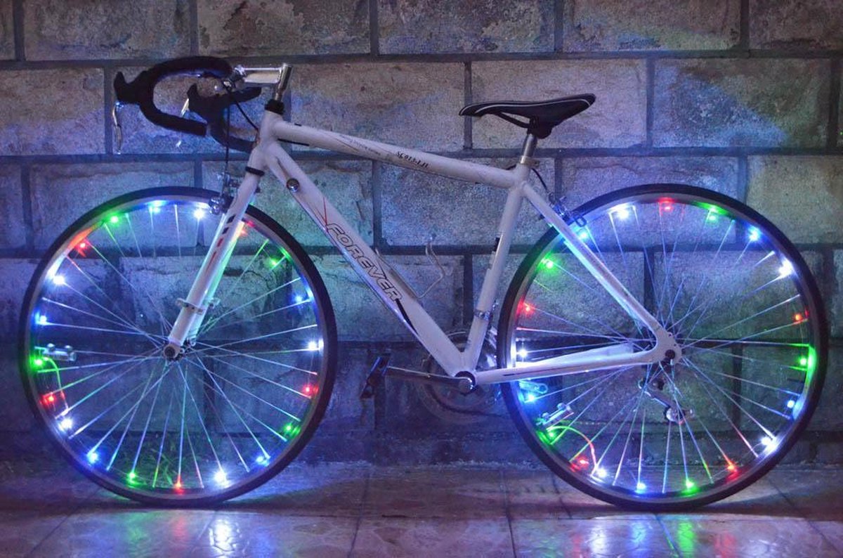 Spaakverlichting LED - Spaak wiel Led verlichting | Fiets Licht | Lichtsnoer Fietswiel | Fiets Wiel Licht | 20 Leds | 2 functies | 220 Cm | Geschikt voor 1 fietswiel - Zjoom