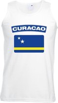 Singlet shirt/ tanktop Curacao vlag wit heren L