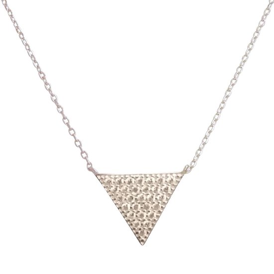 Fate Jewellery Ketting FJ476 – Triangle – 925 Zilver, Rose goud verguld met Zirkonia kristallen – 45cm + 5cm