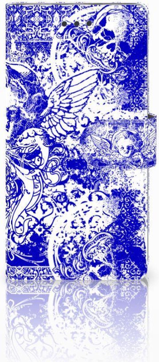 Telefoonhoesje met Naam Huawei Ascend P8 Lite Angel Skull Blauw