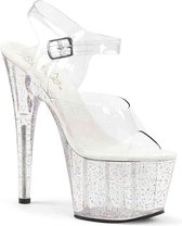 EU 39 = US 9 | ADORE-708MG | 7 Heel, 2 3/4 PF Ankle Strap Sandal w/Mini Glitter