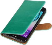 Groen Pull-Up PU booktype wallet hoesje voor Samsung Galaxy J3