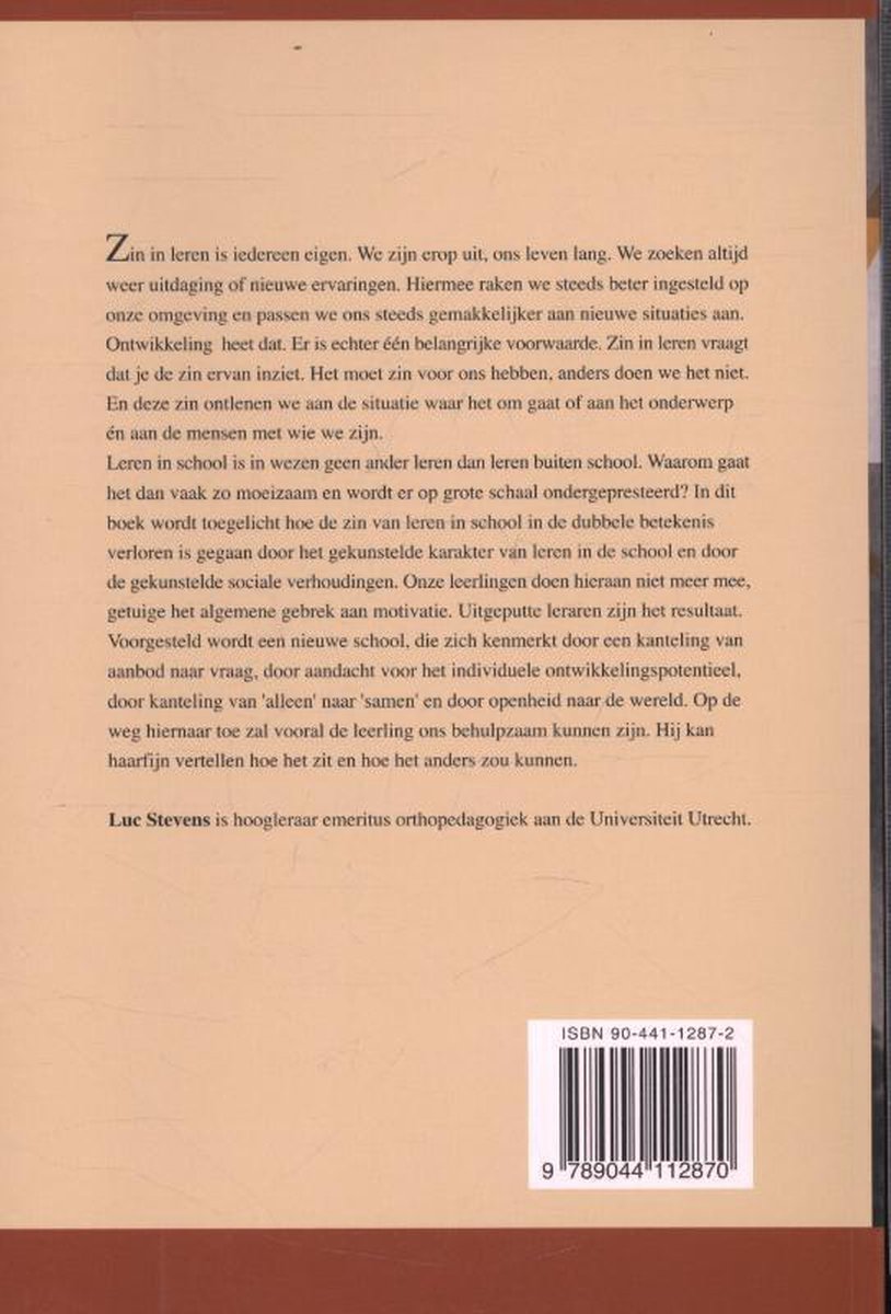 Zin in leren - back cover