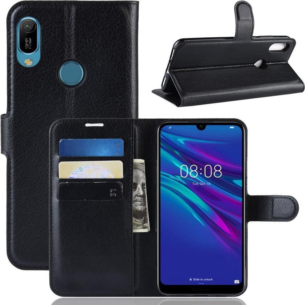 Book Case - Geschikt voor Huawei Y6 (2019) / Y6s Hoesje - Zwart