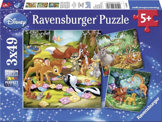 Moederland Clam Acteur Ravensburger Disney Bambi, Balou en Simba - Drie puzzels van 49 stukjes |  bol.com