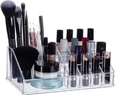 Relaxdays Cosmetica organizer - cosmeticahouder - make up toren - doorzichtig - 16 vakken - wit