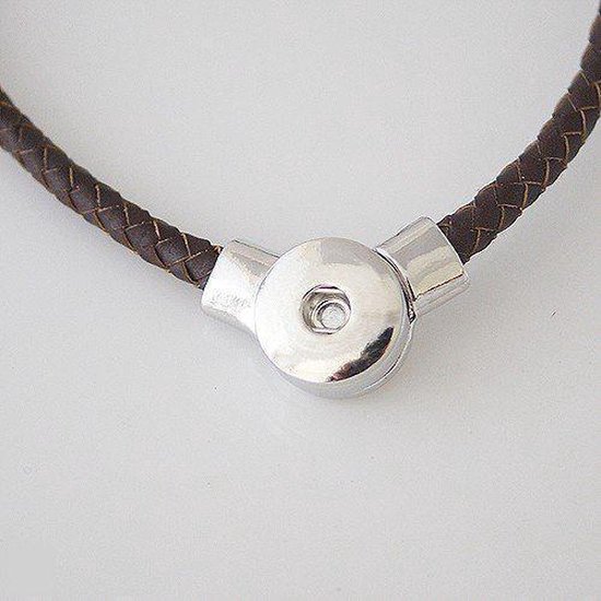 Lederen halsketting voor click buttons bruin Lengte:48 cm | bol