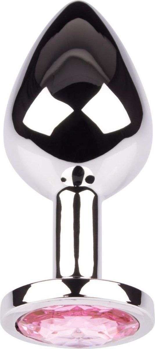 Plug It Strass Buttplug Medium Zilver/Roze