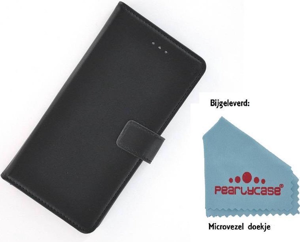 Pearlycase® Zwart effen Wallet Bookcase Hoesje Geschikt voor Huawei Y6 2018