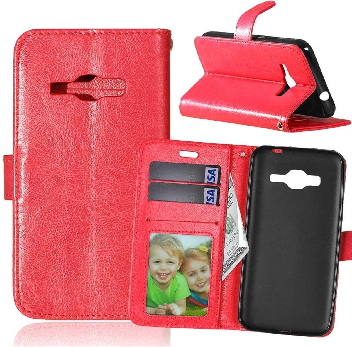 Cyclone cover rood wallet case hoesje Geschikt voor: Samsung Galaxy J2 2016