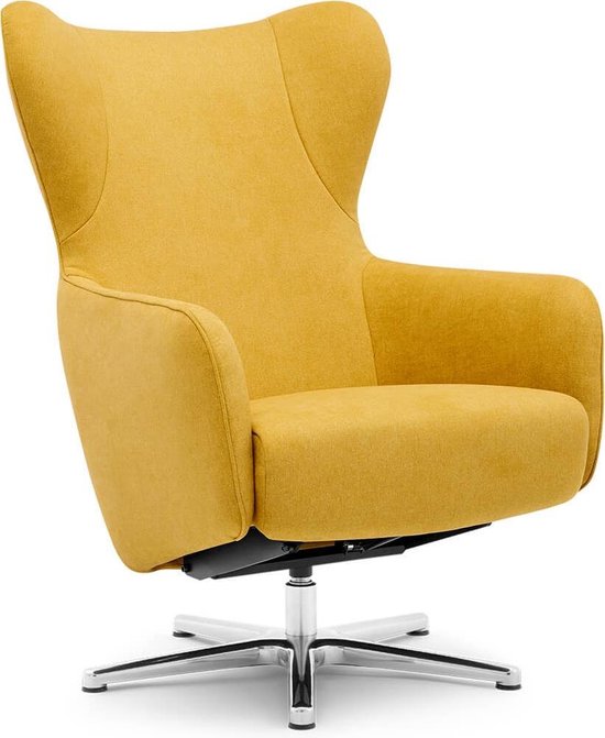 Moderne relaxfauteuil Ashley stof geel met chromen stervoet (zithoogte 42  cm) | bol.com