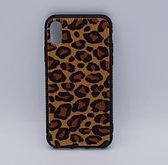 iPhone X – hoes, cover – panter look – pluizig – Bruin