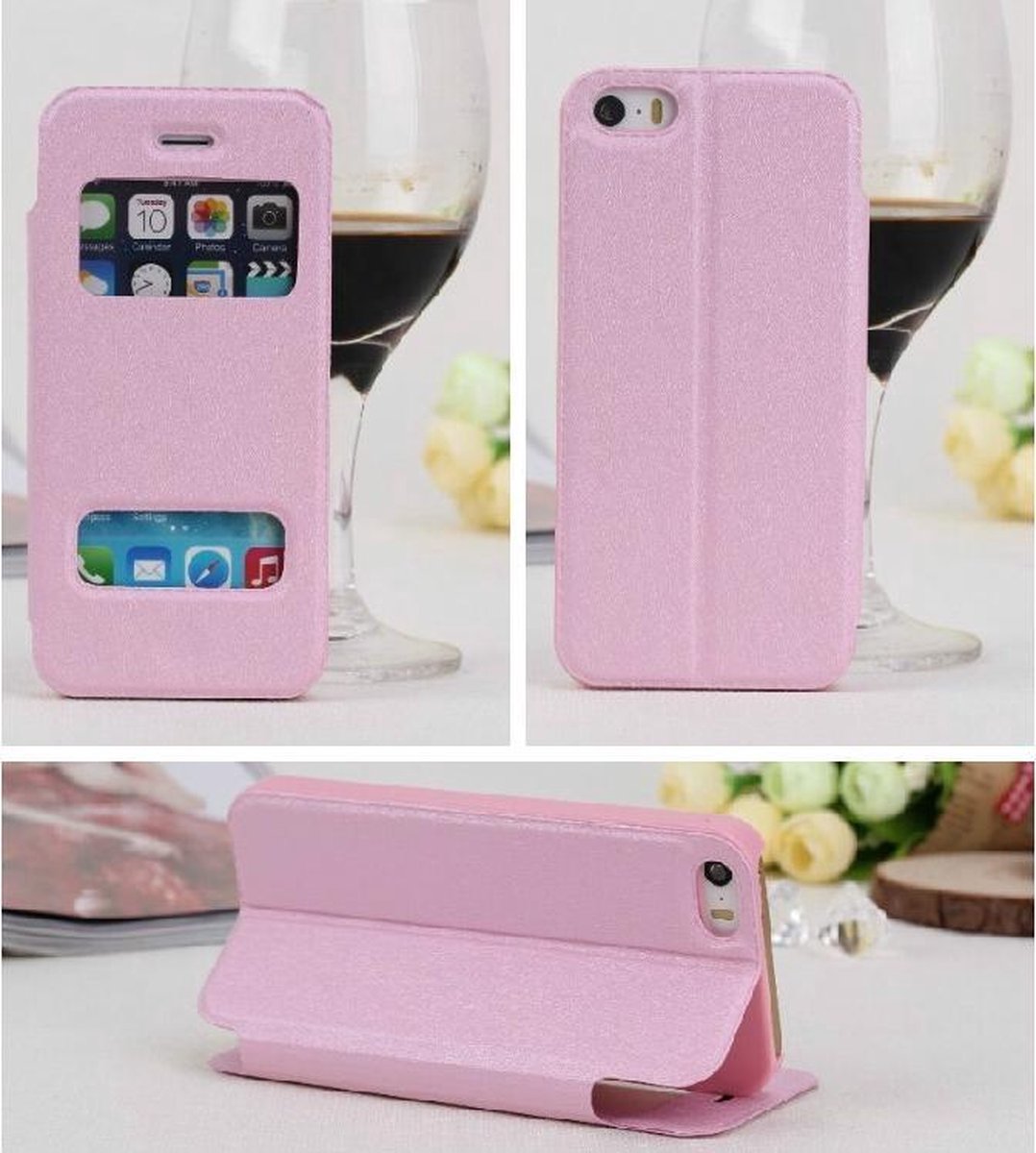 View Cover Zijde Patroon voor iPhone 6 Plus _ Roze