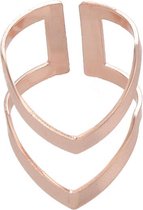 24/7 Jewelry Collection V Vorm Ring Verstelbaar - Dubbel - Verstelbare Ring - Rosé Goudkleurig