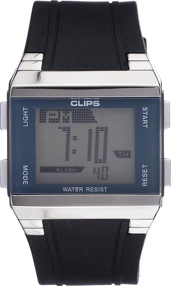 Clips 539-6003-94 Horloge - Rubber - Zwart - Ø 37.5 mm
