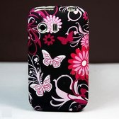 silicone hoesje tasje cover vlinder zwart roze Samsung Y s5360