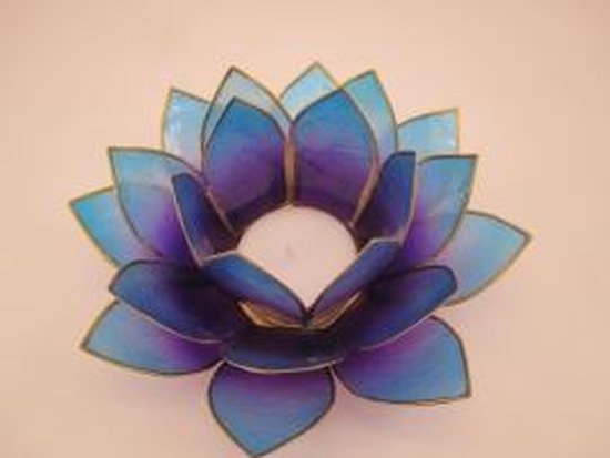 Lampe d'ambiance Lotus 2 couleurs bleu violet - 13,5 cm - S