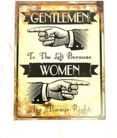 Metalen bord Tin Sign Gentlemen Women