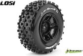 Louise RC - SC-ROCK - 1-10 Short Course Bandenset - Gemonteerd - Soft - Velgen Zwart - Losi TEN-SCTE 4X4 - L-T3229SBLA