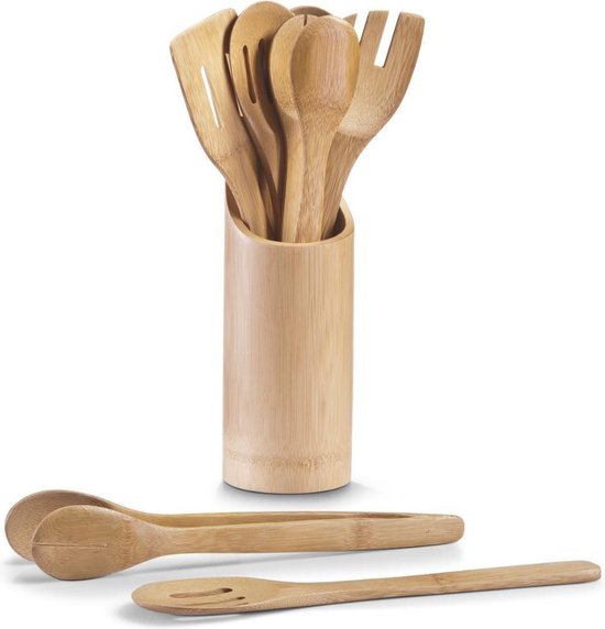 Ustensiles de cuisine Set bois avec Bamboe cuillère en bambou spatule  pinces Kitchen Aid | bol.com
