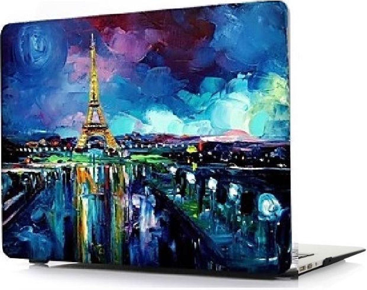 Macbook Case voor Macbook Air 13 inch t/m 2017 - Laptop Cover met Print - Schilderij Eiffeltoren