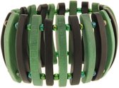 Behave® Brede armband groen bruin hout 20 cm