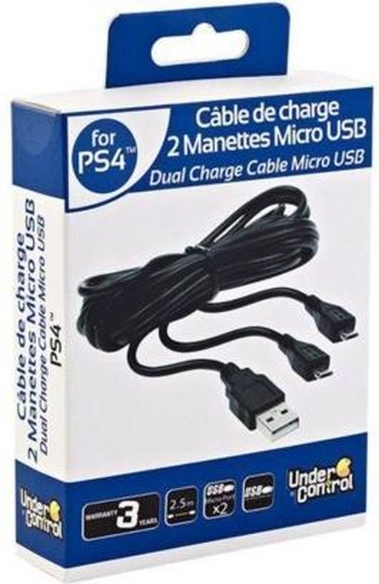 Under Control PS4 Dual Play & Charge Kabel, 2,5M - Under Control