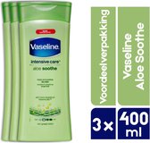 Vaseline Aloe Soothe (Aloe Vera) Bodylotion | 3 x 400 ml voordeelverpakking | Frisse bodylotion