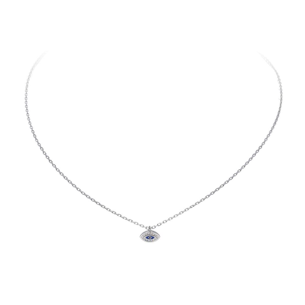 Lovenotes ketting - zilver - gerodineerd - oog van Horus - zirkonia - 42 + 3 cm
