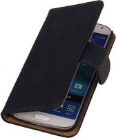 Mobieletelefoonhoesje - Samsung Galaxy S4 Hoesje Hout Bookstyle Donker Blauw