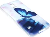 Blauw vlinder hoesje siliconen Geschikt Voor Samsung Galaxy S5 (Plus) / Neo