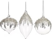 Goodwill Kerstbal Jewel Glas-Briljantjes Zilver-Transparant D 10 cm Voordeelaanbod Ass.  van 3 stuks