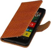Snake Bookstyle Wallet Case Hoesjes voor Microsoft Lumia 640 Bruin