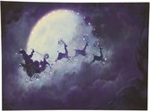 Canvas op houten frame - Kerstman in arrenslee - Rendieren - led verlichting - Kerst