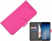 Wallet Bookcase Hoesje voor Samsung Galaxy A8 2018 - Roze effen