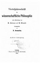 Vierteljahrsschrift fur wissenschaftliche philosophie