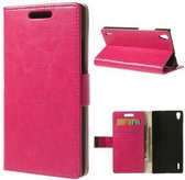 Huawei Ascend P7 book case wallet roze hoesje