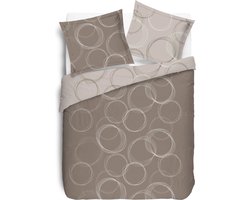 VISION Lenny - Tweezijdig omkeerbaar Dekbedovertrekset - 100% katoen: zacht en soepel - Kingsize - Dekbedovertrek 260 x 240 cm met 2 bijhorende slopen - Beige - Oekotex gecertificeerd