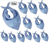 12x Halsdoekje blauw/wit - zakdoek hals boer oktoberfest landen blauw wit