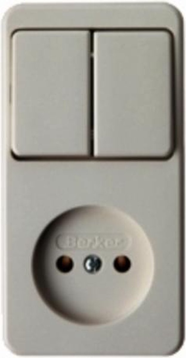 BERKER dubbele Serieschakelaar + stopcontact - Zonder randaarde - Opbouw - Crème