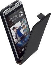 HTC Desire 620 Leder Flip Case hoesje Zwart