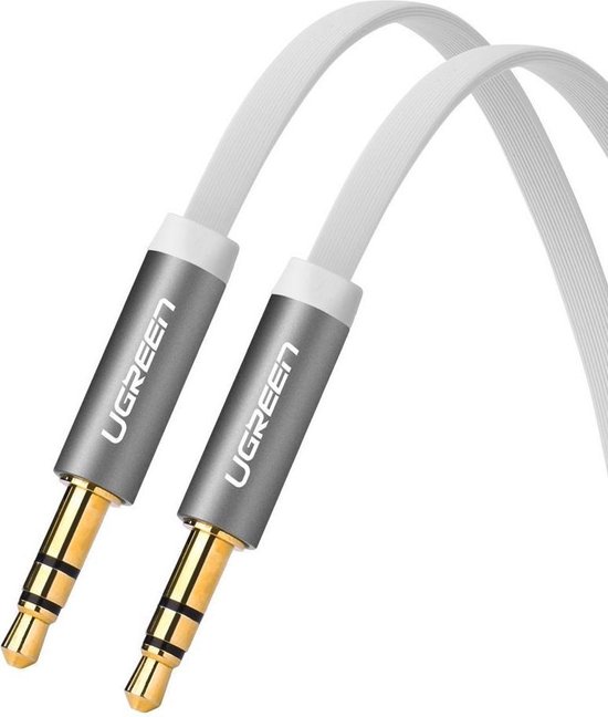 3.5mm MaleMale Audio Jack Ultra Plat kabel 50cm Wit