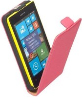 Nokia Lumia 520 Lederlook Flip Case hoesje Roze